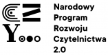 Logo Narodowego Programu Rozwoju Czytelnictwa 2.0. Czarne litery na białym tle.