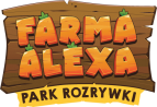 Na zdjęciu logo z napisem Farma Alexa Park Rozrywki.
